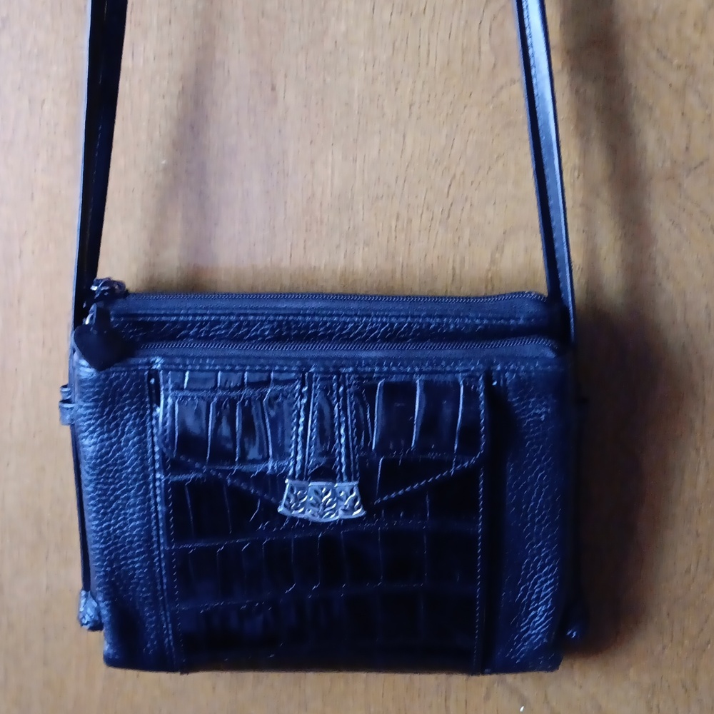 Brighton black leather cross body bag